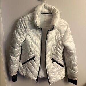 Guess Quilted Logo Puffer Jacket – White